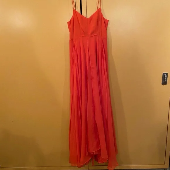 fitted lace wedding dress This Is The Way Coral Orange Ditsy Floral Midi Dress – Shop the Mint main image 0